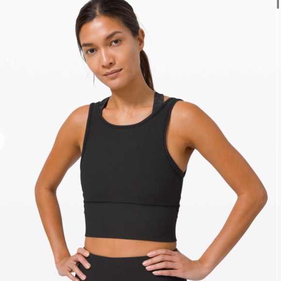 lululemon athletica Tops - Lululemon black Power Pivot Ribbed Tank Top - 6 - reversible v or high neck